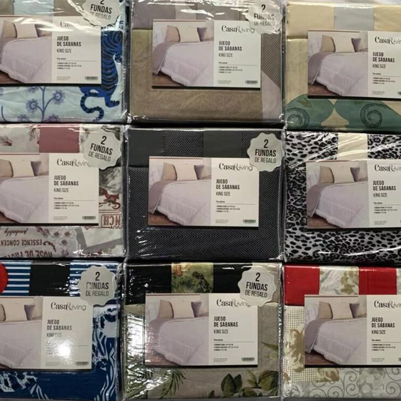 Microfiber poileistear 006-phriontáilte agus bileoga leaba cadáis snáthaide leagtha síos