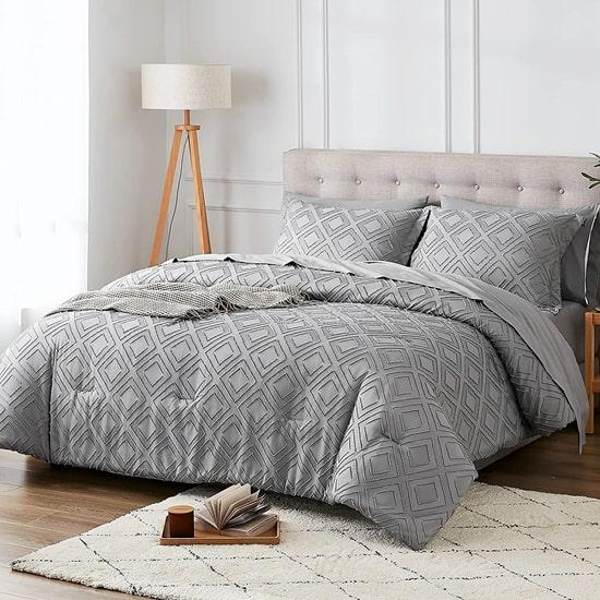 microtex 7 Píosa Gearrthóg Só Jacquard Comforter Set Le Shams Agus Set Bileog