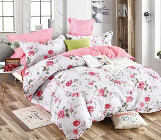 Bileog Leapa Compordach Socraigh Clúdach Duvet Clóbhuailte Floral Rose